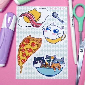 Food Cats | Waterproof Sticker | Cute Planner Sticker | Laptop Sticker | Cut Out Sticker