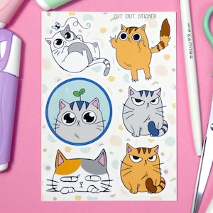 Cute Fat Cats | Waterproof Sticker | Cute Planner Sticker | Laptop Sticker | Cut Out Sticker