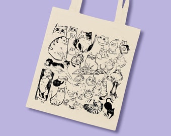 Chaos Cats cotton bag, tote bag, natural color, perfect gift for cat fans