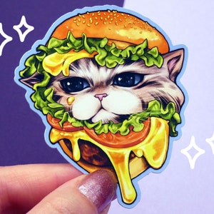 Burger Cat Sticker | vinyl stickers, kawaii stickers, katzen sticker