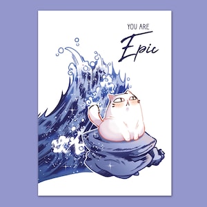 Postcard You are Epic | Cats Greeting Card Cute Fat Cat Epic Cat kawaii Katzen