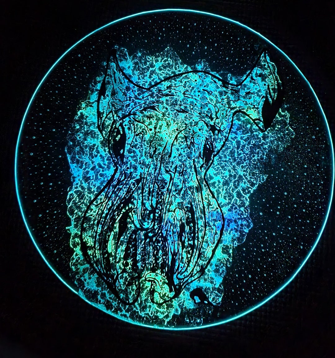 Stained Glass Glow in the Dark Art Work Painting of a Etsy