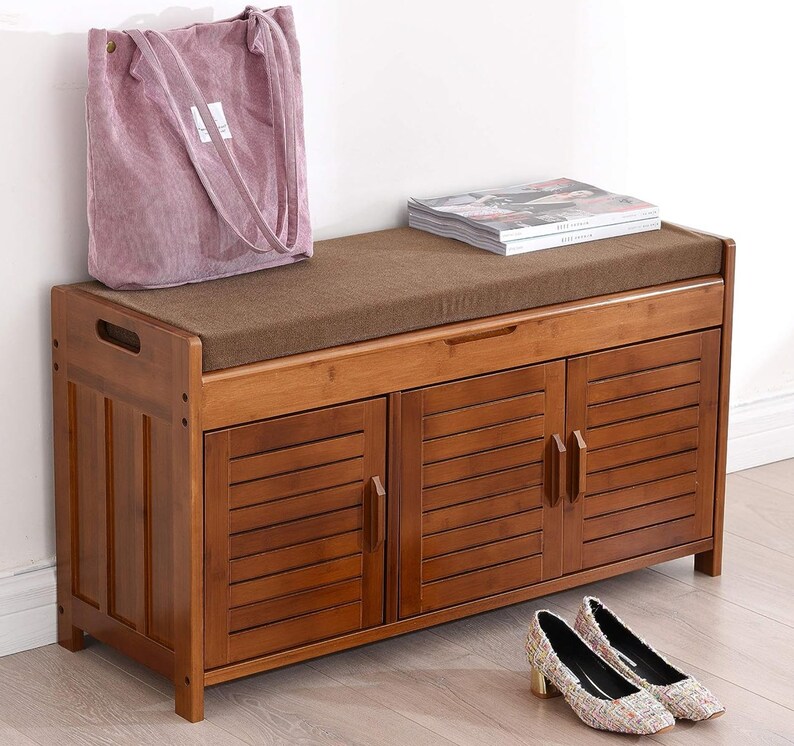 3tier Teak Shoe Rack Bench Storage Shoe Shelf Shelf Etsy UK