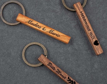 Keychain personalized made of wood with individual engraving