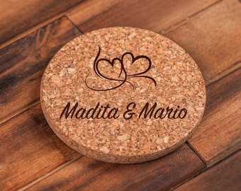 Glass coaster made of cork personalized