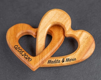 Connected hearts personalized as a beautiful gift for a wedding, anniversary, Valentine's Day