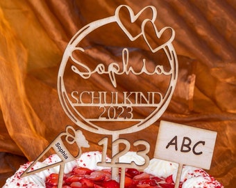 Personalisierter Cake Topper Schulkind Set