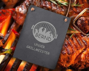 Personalisiertes Grillschild BBQ-Time aus Schiefer