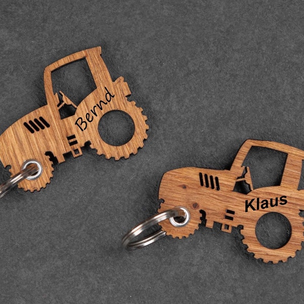 Premium Traktor Schlüsselanhänger mit Gravur personalisiert •  Geschenkidee Holz Geburtstag Bauer Bulldog Trecker Landwirt