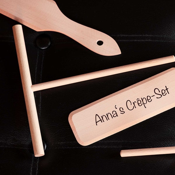 Crêpe Set aus Holz mit Namen