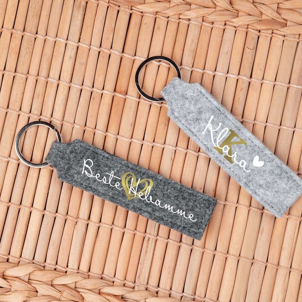 Schlüsselanhänger personalisiert aus Filz mit Namen