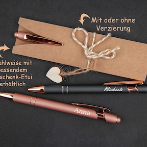 Personalized metal ballpoint pen in rose gold with gift packaging