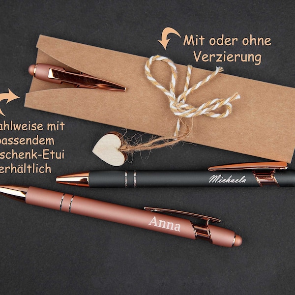 Personalisierter Metall-Kugelschreiber in roségold mit Geschenkverpackung