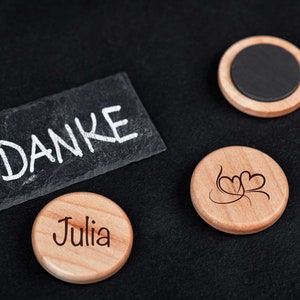 Wooden magnet with personalized laser engraving