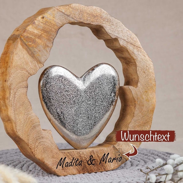 Personalized wedding gift with engraving • Wedding gift • Wooden heart • Cash gift for wedding • Silver wedding anniversary