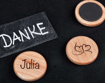 Wooden magnet with personalized laser engraving