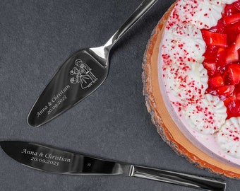 WMF cake server and cake knife in a set personalized with engraving