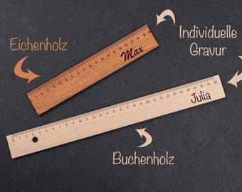 Holzlineal mit personalisierter Gravur