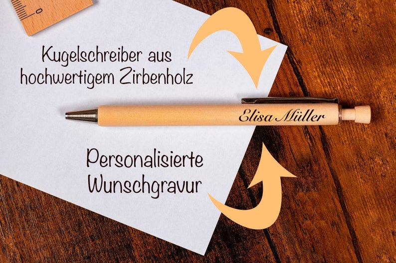 Holz-Kugelschreiber mit Namen personalisiert graviert Bild 5