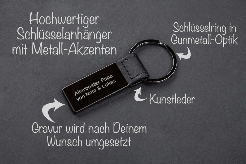 Black chrome plated keychain with engraving image 2