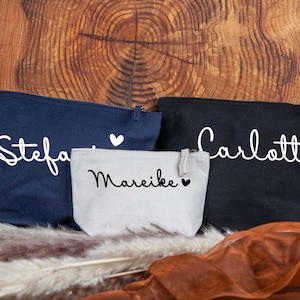 Personalisierte Kosmetiktasche, Kulturbeutel mit Namen aus Baumwolle