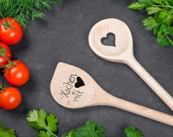 Wooden spoon personalized with a heart