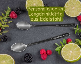 Personalized latte macchiato coffee spoon with engraving of your choice made of stainless steel