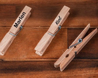 Engraved clothespins with names