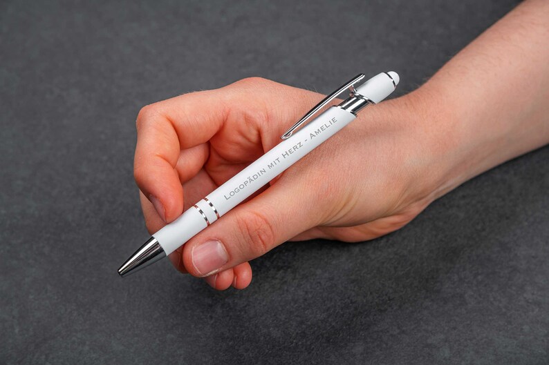 Personalisierter Metall-Kugelschreiber mit Gravur und Geschenkverpackung NUR weiß