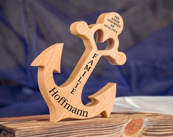 Personalized Oak Anchor - Perfect wedding gift or housewarming gift