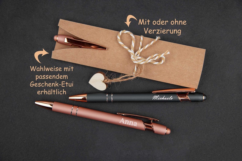 Personalized metal ballpoint pen in rose gold image 2
