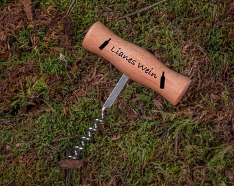 Wooden corkscrew personalized with name