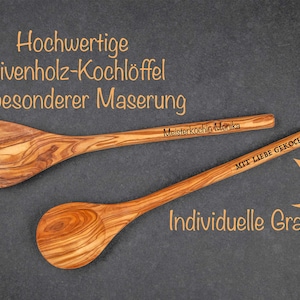 Olivenholz-Kochlöffel personalisiert mit Namen Bild 2