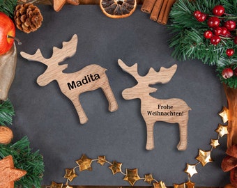 Personalisiertes Rentier mit Gravur nach Deinem Wunsch - Perfektes Geschenk zu Weihnachten, Weihnachtsgeschenk