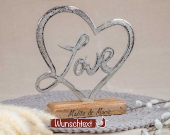 Hochzeitsgeschenk mit Gravur personalisiert • Holz Herz • Geldgeschenk zur Hochzeit  •  Geschenk Jahrestag • Silberhochzeit