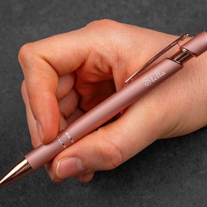 Personalized metal ballpoint pen in rose gold rose