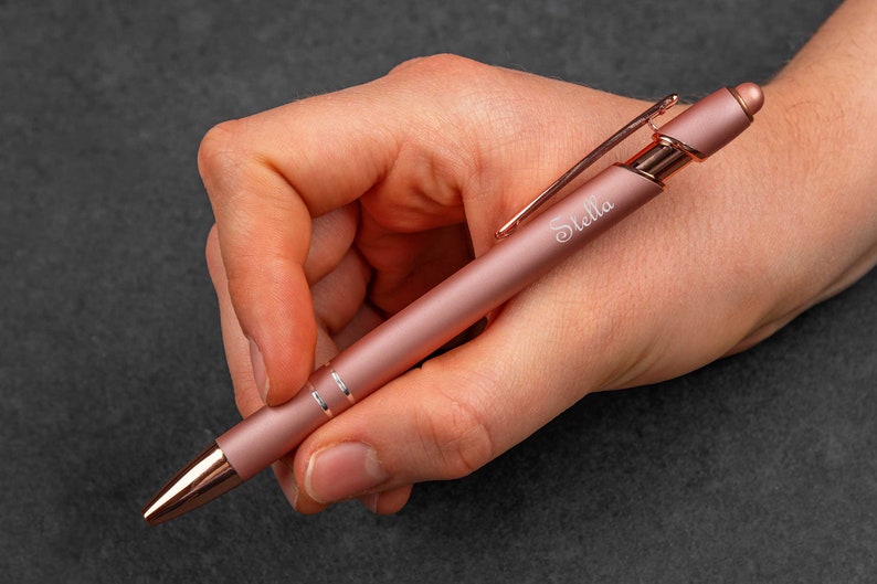 Personalized metal ballpoint pen in rose gold rose