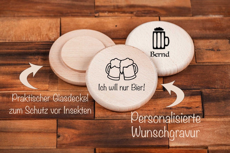 Bierglasdeckel mit personalisierter Laser-Gravur Bild 2