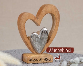 Hochzeitsgeschenk mit Gravur personalisiert • Holz Herz  •  Geldgeschenk zur Hochzeit  •  Geschenk Jahrestag • Silberhochzeit