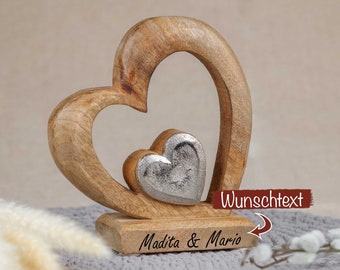 Hochzeitsgeschenk mit Gravur personalisiert • Holz Herz  •  Geldgeschenk zur Hochzeit  •  Geschenk Jahrestag • Silberhochzeit