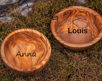 Olivenholz Schüssel mit Deiner Wunschgravur, Holz-Schüssel personalisiert, Schüssel personalisiert, Aufbewahrung, Snack Schüssel