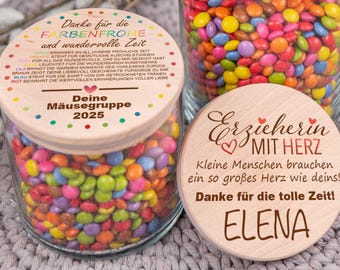 Abschiedsgeschenk Erzieherin Lehrerin, Abschiedsgeschenk Kindergarten, Lehrerin Erzieherin Abschied, Danke Kindergarten, Vorratsglas bunt