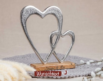 Hochzeitsgeschenk mit Gravur personalisiert • Holz Herz • Geldgeschenk zur Hochzeit  •  Geschenk Jahrestag • Silberhochzeit