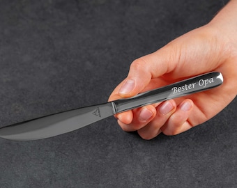 Personalized knife engraved in stainless steel