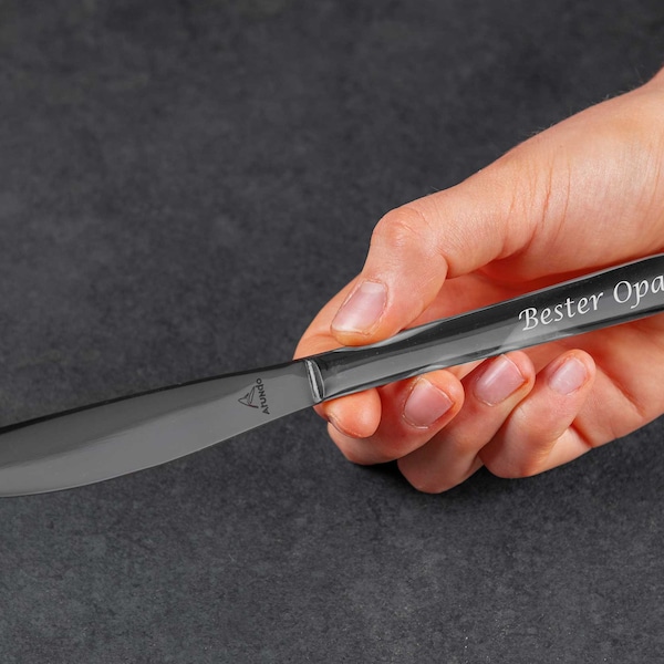 Personalized knife engraved in stainless steel