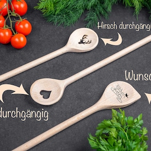 Personalized wooden spoon with heart Herz durchgängig