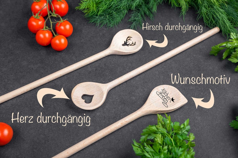 Personalized wooden spoon with heart Herz durchgängig