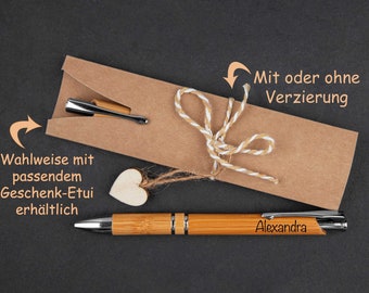 Personalisierter Kugelschreiber aus Holz mit Namen graviert