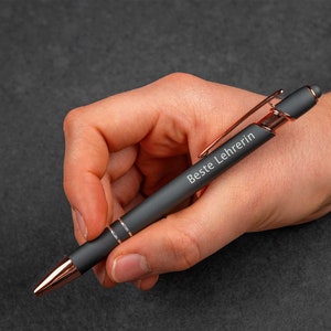 Personalized metal ballpoint pen in rose gold grau