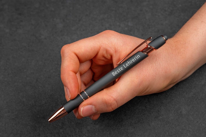 Personalized metal ballpoint pen in rose gold grau